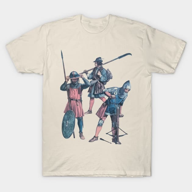 Medieval Soldiers Crossbow, Pike and Glaive Middle Ages War T-Shirt by Battlefields